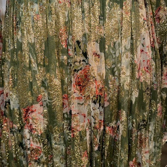 HEMANT & NANDITA GOLD FOIL FLORAL MINI DRESS SIZE XS - Picture 5 of 6